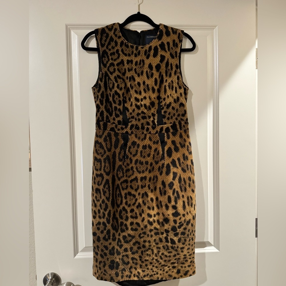 Roberto Cavalli Class Leopard Fitted Womens Dress Wool Cotton Blend Size 10